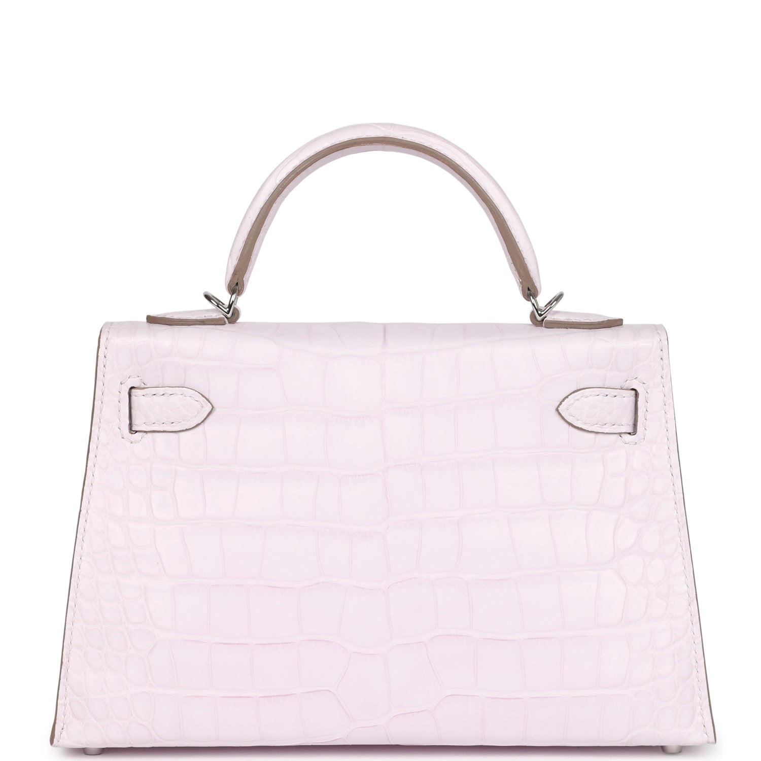 Hermes Kelly Sellier 20 Mauve Pale Boreal Satin Alligator Palladium Hardware - Exclusu