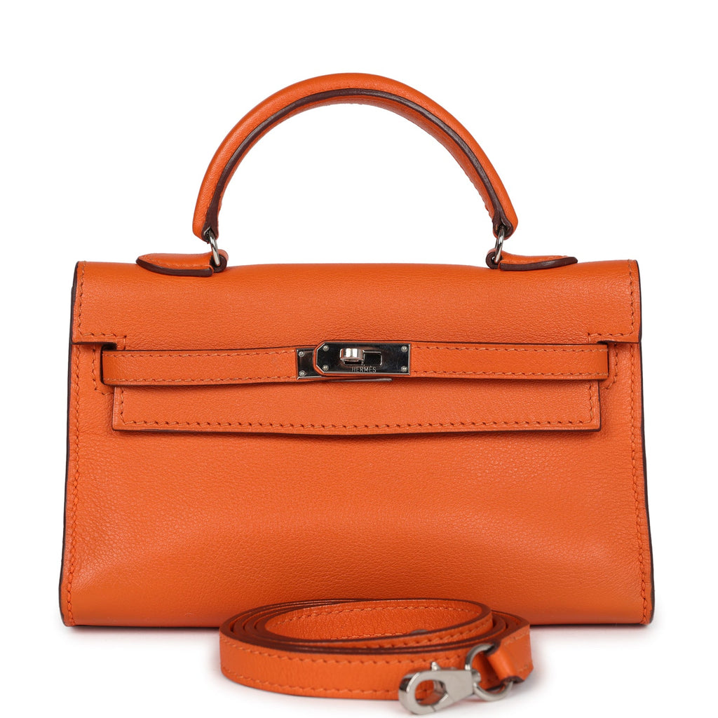 Hermes Micro Kelly 15 Orange Swift Palladium Hardware - Exclusu