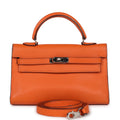 Hermes Micro Kelly 15 Orange Swift Palladium Hardware - Exclusu