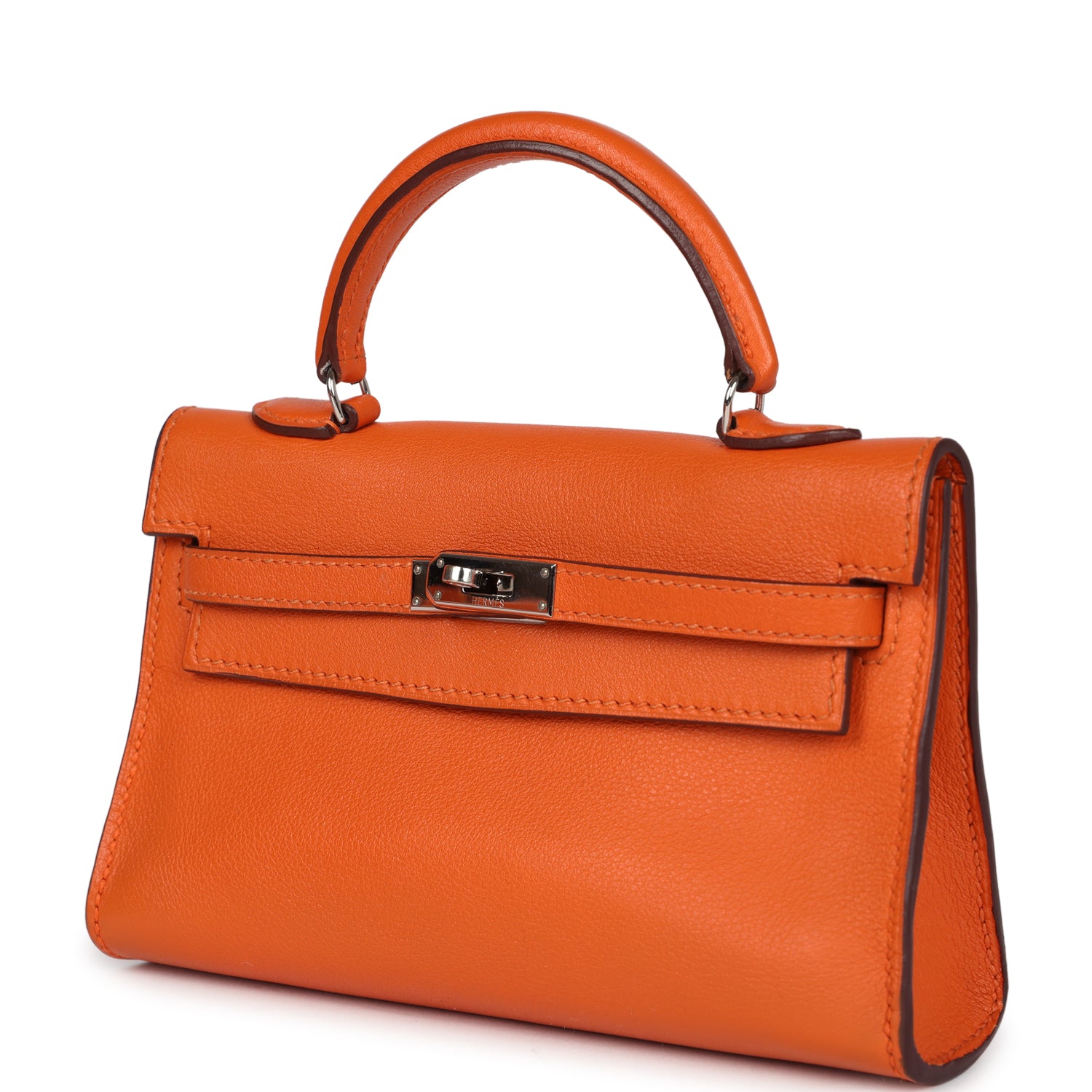 Hermes Micro Kelly 15 Orange Swift Palladium Hardware - Exclusu