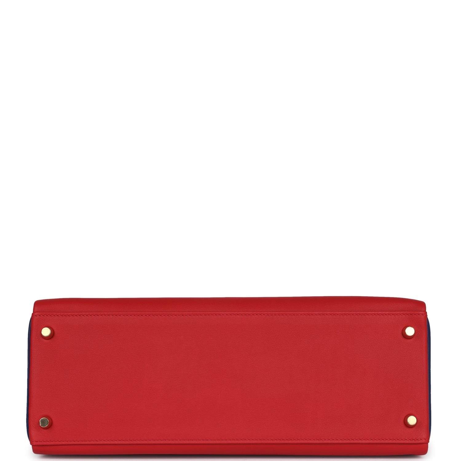 Hermes Special Order (HSS) Kelly Retourne 35 Vermillon and Bleu Saphir Swift Permabrass Hardware - Exclusu