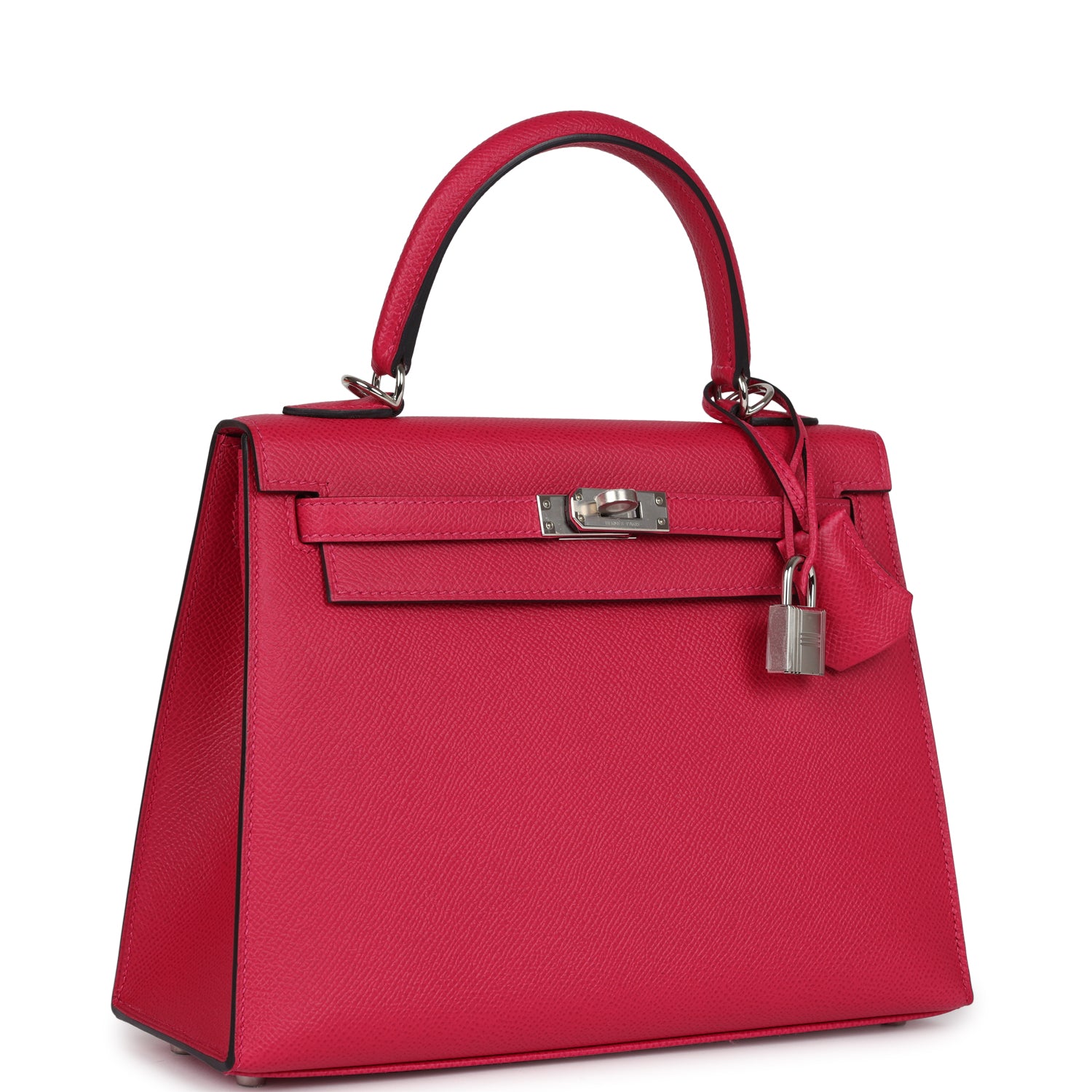 Hermes Kelly Sellier 25 Framboise Verso Epsom Palladium Hardware - Exclusu