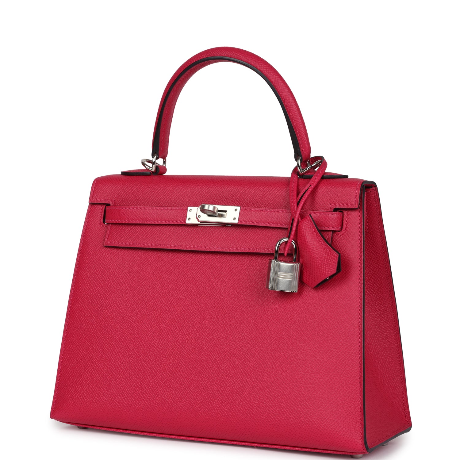 Hermes Kelly Sellier 25 Framboise Verso Epsom Palladium Hardware - Exclusu