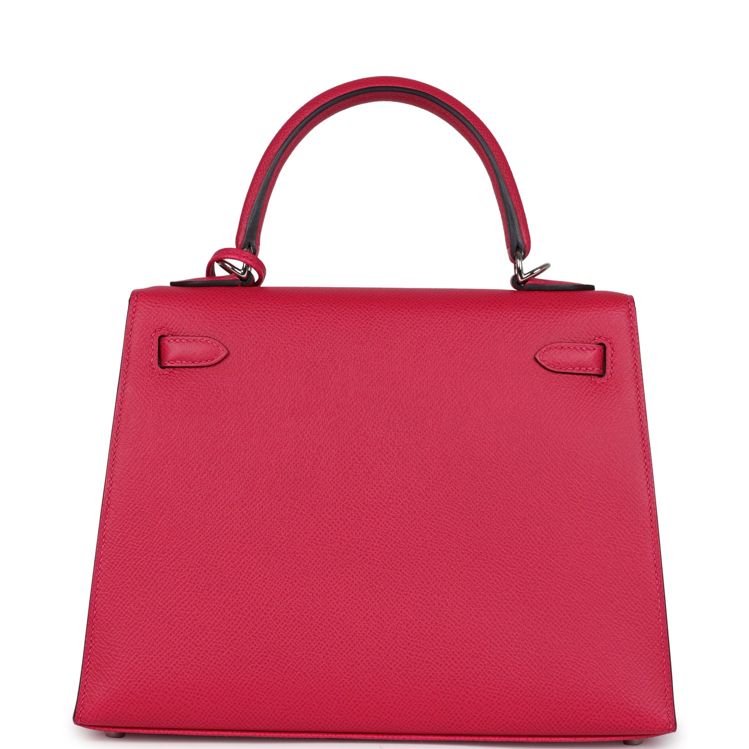 Hermes Kelly Sellier 25 Framboise Verso Epsom Palladium Hardware - Exclusu