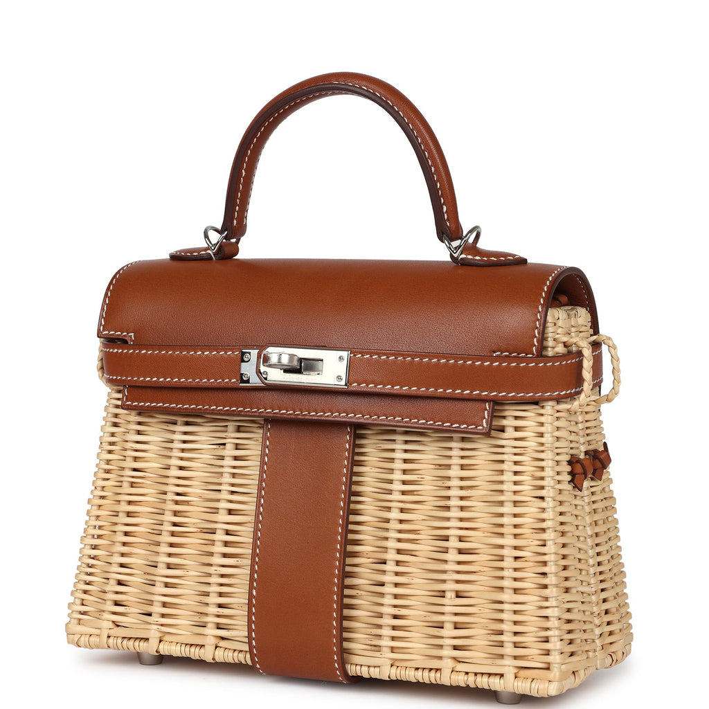 Hermes Mini Picnic Kelly 20 Fauve Barenia Palladium Hardware - Exclusu