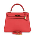 Hermes Kelly Retourne 28 Rose Jaipur Clemence Gold Hardware - Exclusu