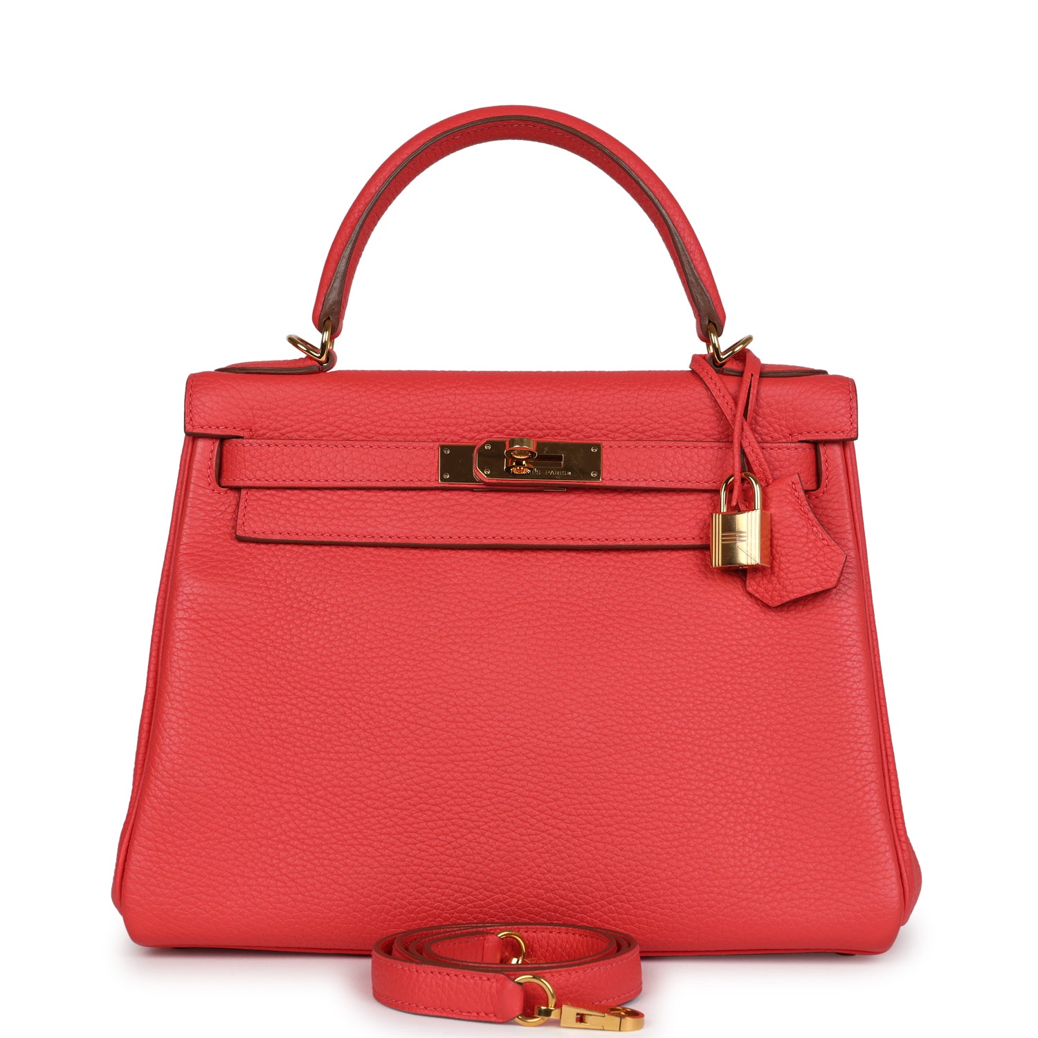 Hermes Kelly Retourne 28 Rose Jaipur Clemence Gold Hardware - Exclusu