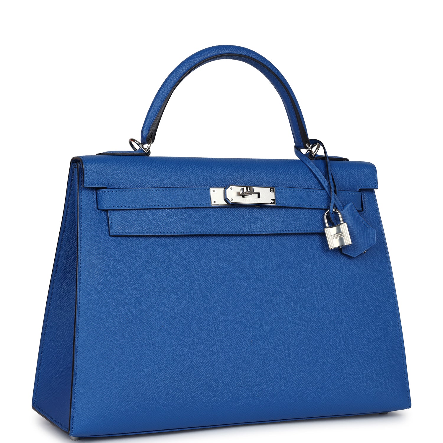 Hermes Kelly Sellier 32 Bleu France Epsom Palladium Hardware - Exclusu