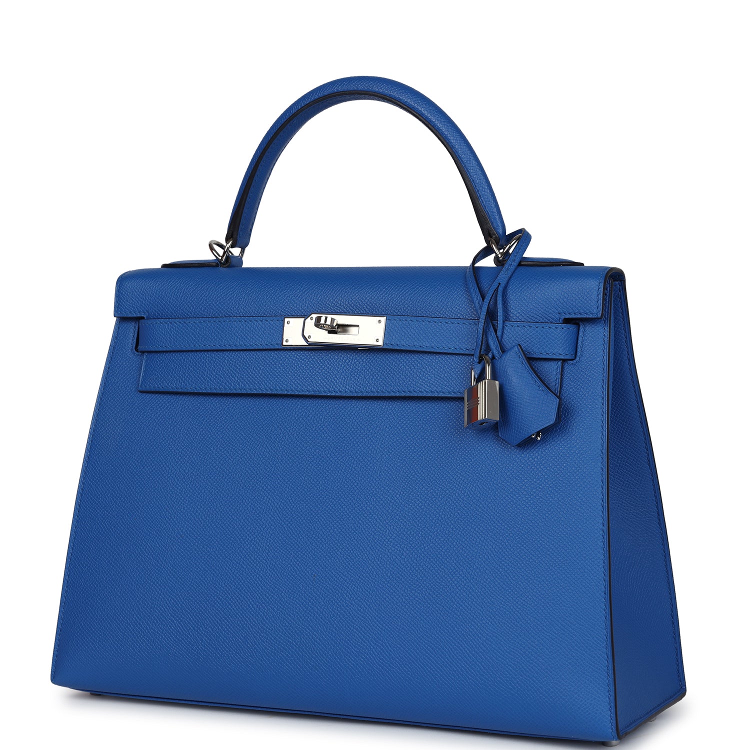Hermes Kelly Sellier 32 Bleu France Epsom Palladium Hardware - Exclusu