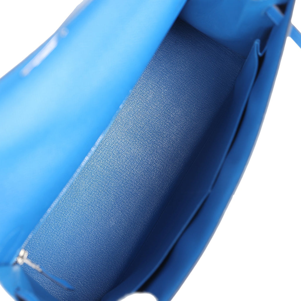 Hermes Kelly Sellier 32 Bleu France Epsom Palladium Hardware - Exclusu