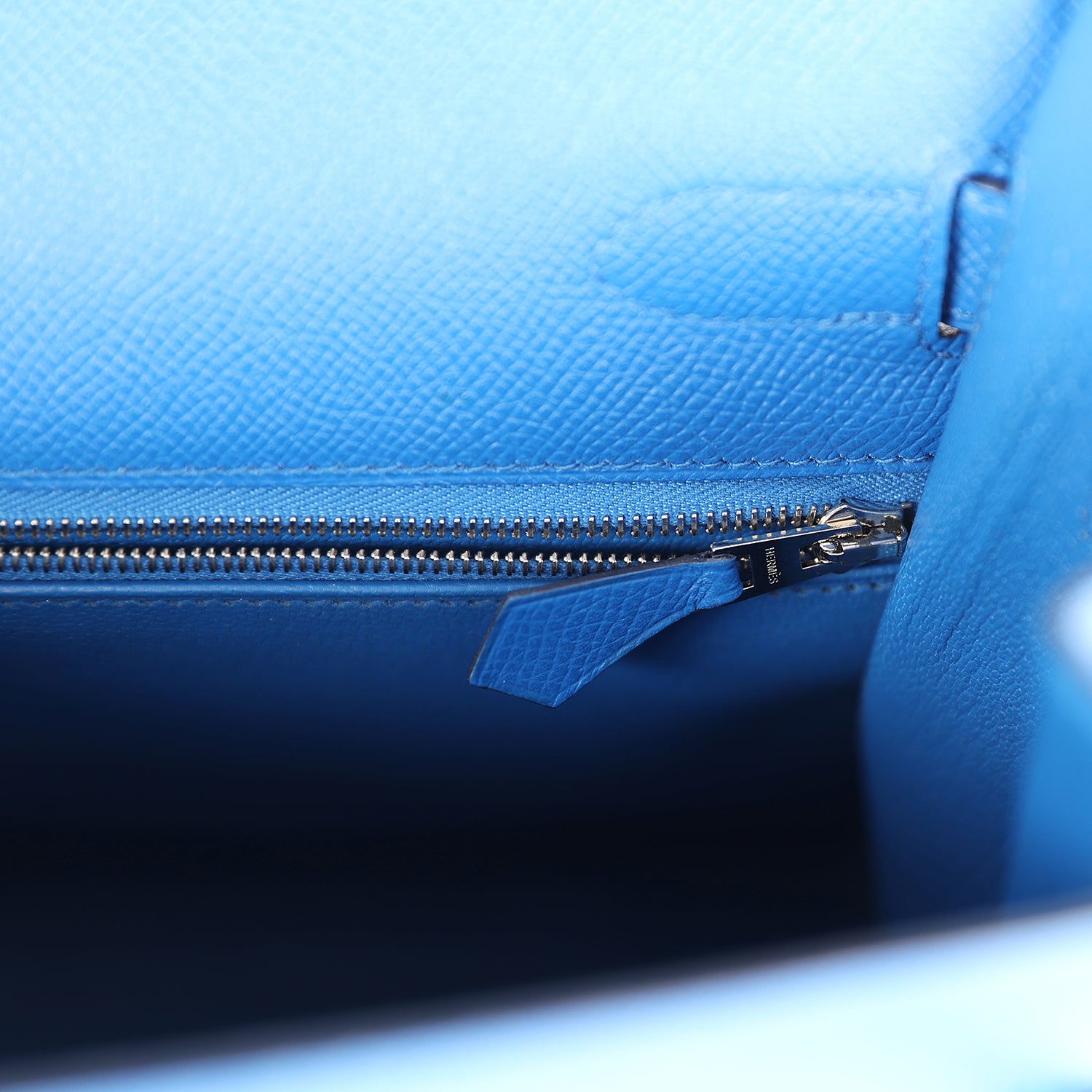 Hermes Kelly Sellier 32 Bleu France Epsom Palladium Hardware - Exclusu