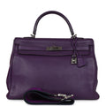 Hermes Kelly Retourne 35 Ultraviolet Clemence Palladium Hardware - Exclusu