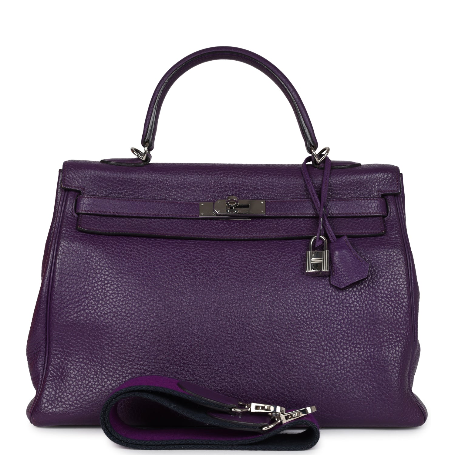 Hermes Kelly Retourne 35 Ultraviolet Clemence Palladium Hardware - Exclusu