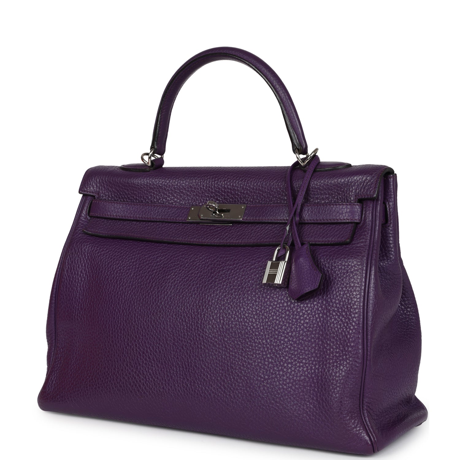 Hermes Kelly Retourne 35 Ultraviolet Clemence Palladium Hardware - Exclusu