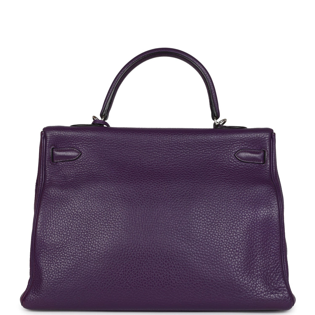 Hermes Kelly Retourne 35 Ultraviolet Clemence Palladium Hardware - Exclusu