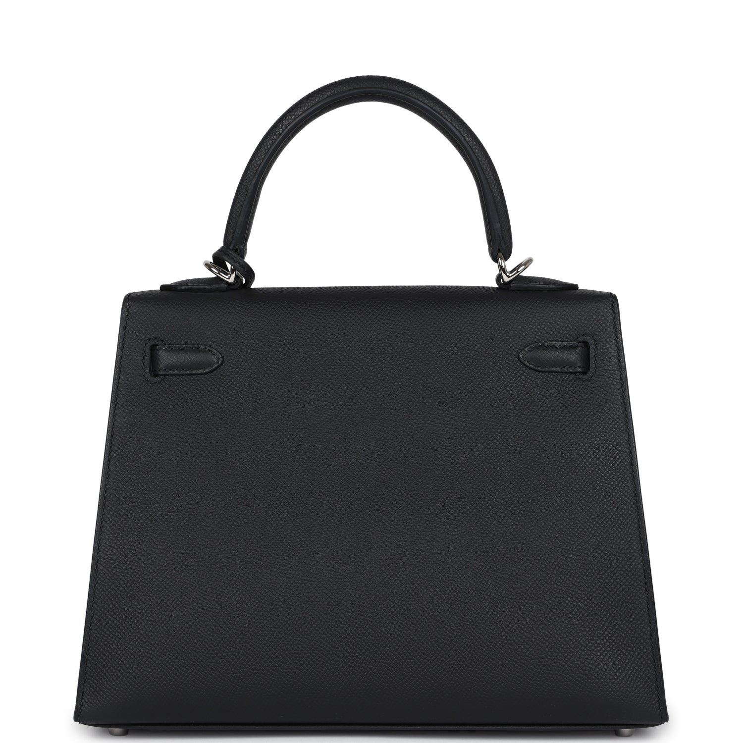 Hermes Kelly Sellier 25 Black Epsom Palladium Hardware - Exclusu
