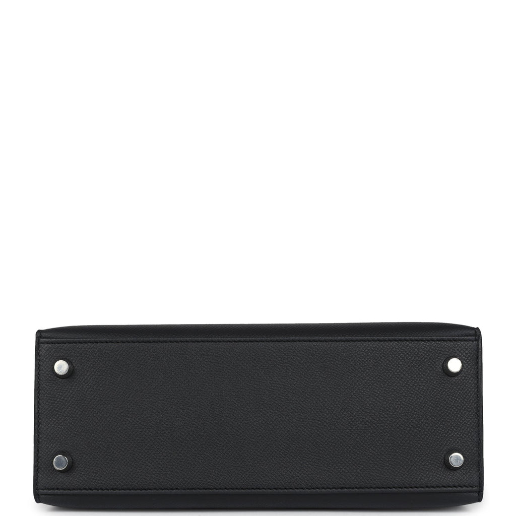 Hermes Kelly Sellier 25 Black Epsom Palladium Hardware - Exclusu
