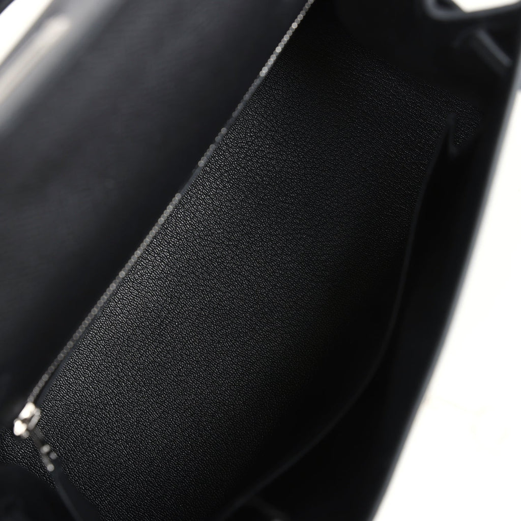 Hermes Kelly Sellier 25 Black Epsom Palladium Hardware - Exclusu
