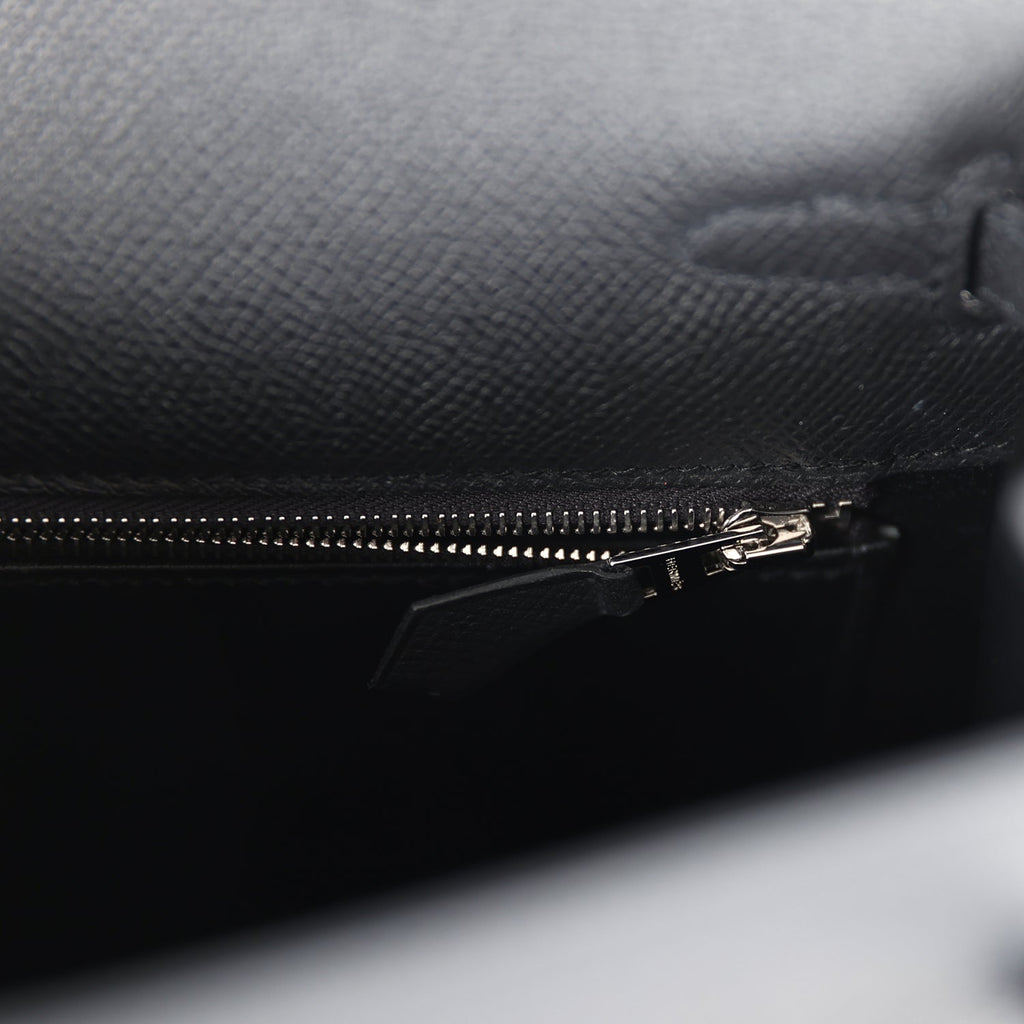 Hermes Kelly Sellier 25 Black Epsom Palladium Hardware - Exclusu
