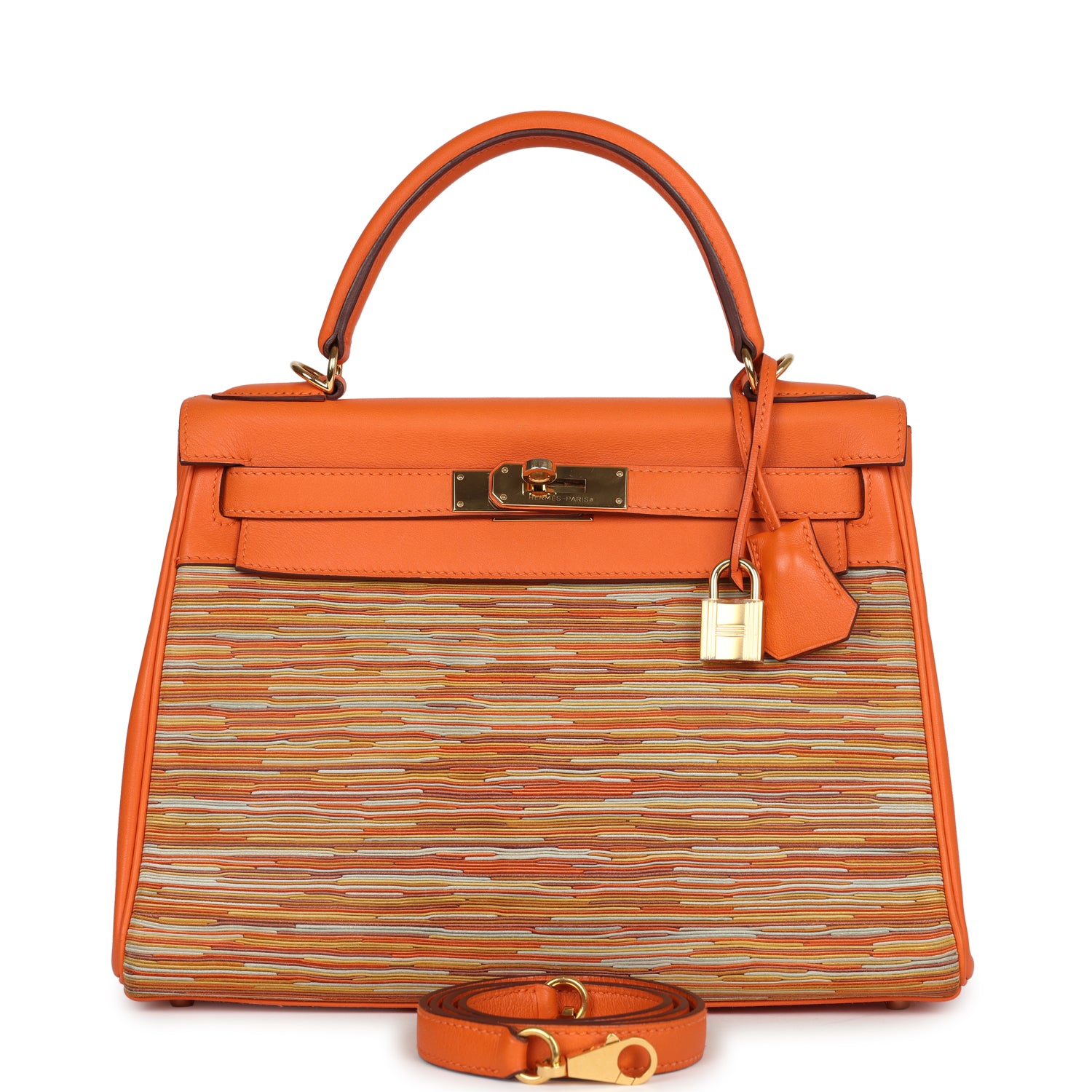 Hermes Kelly Retourne 28 Vibrato Orange Evercalf Gold Hardware - Exclusu