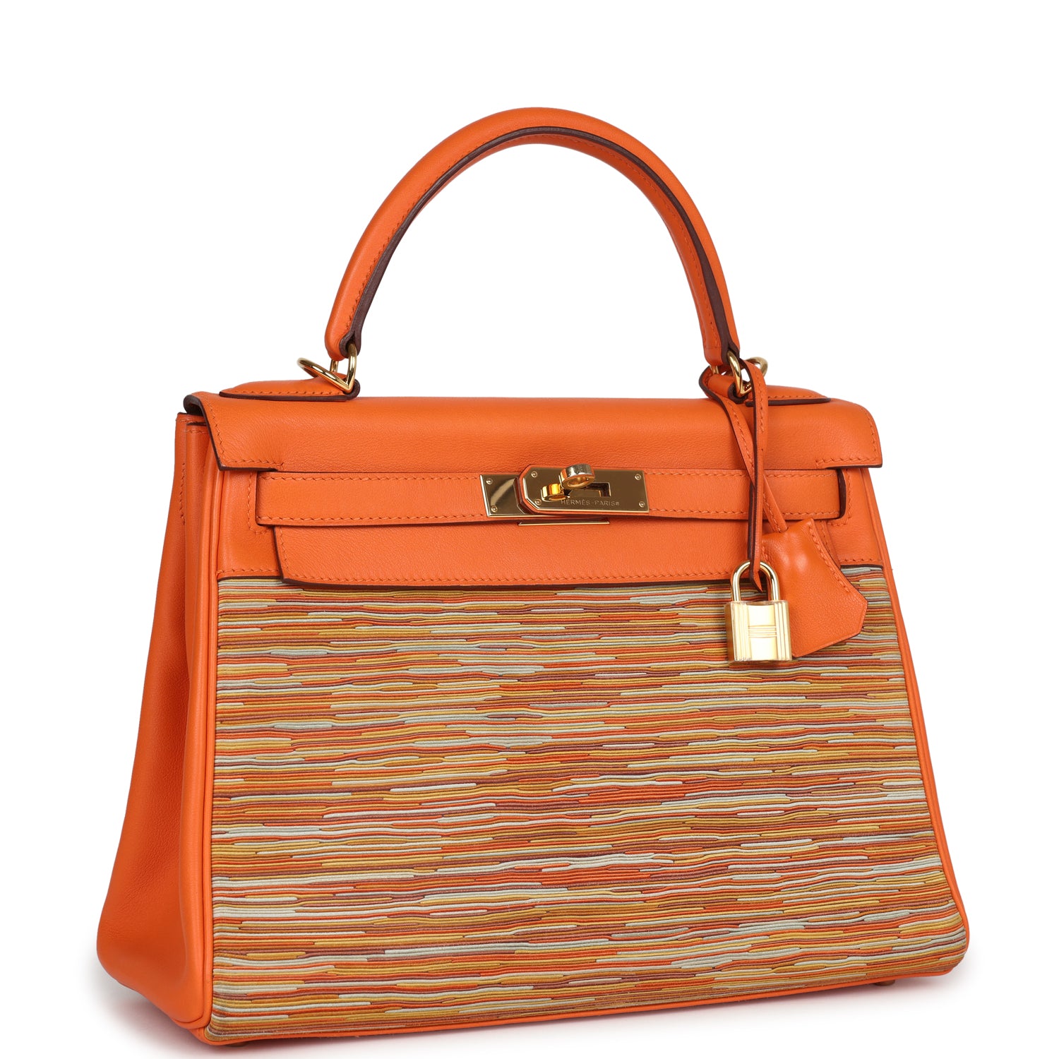 Hermes Kelly Retourne 28 Vibrato Orange Evercalf Gold Hardware - Exclusu
