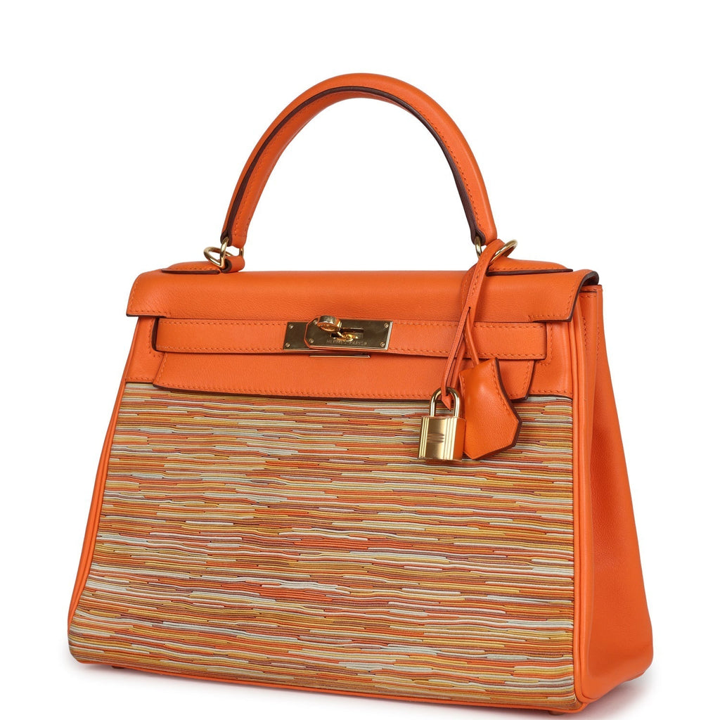 Hermes Kelly Retourne 28 Vibrato Orange Evercalf Gold Hardware - Exclusu