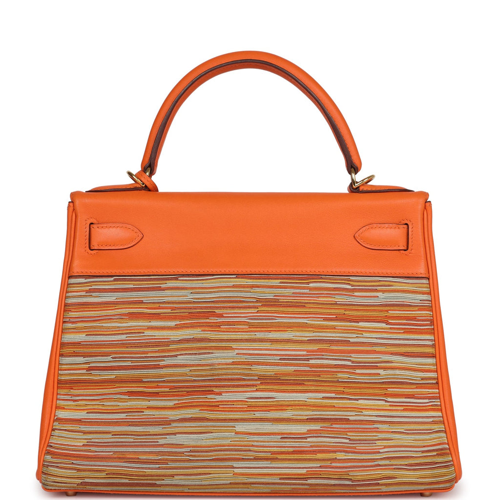 Hermes Kelly Retourne 28 Vibrato Orange Evercalf Gold Hardware - Exclusu