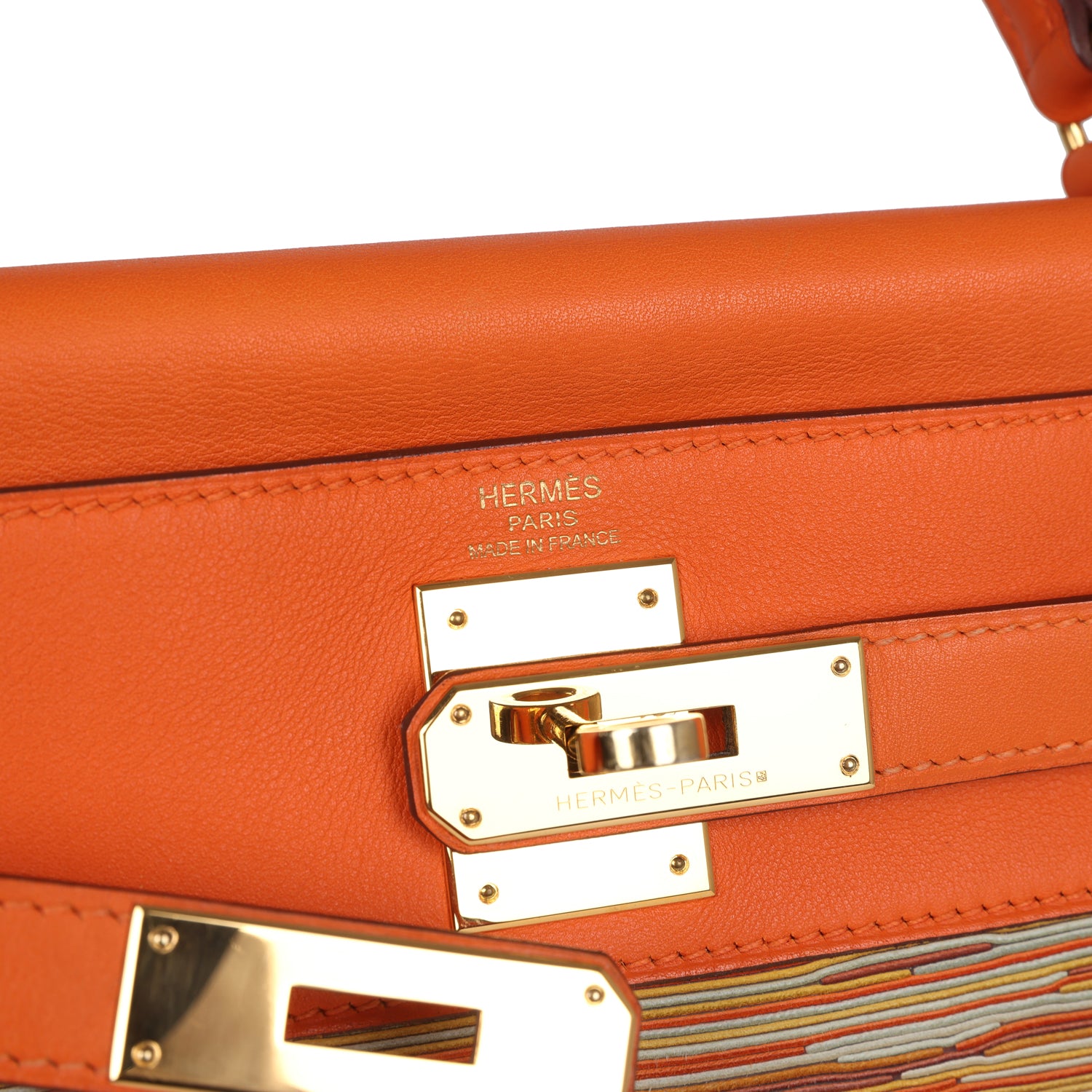 Hermes Kelly Retourne 28 Vibrato Orange Evercalf Gold Hardware - Exclusu