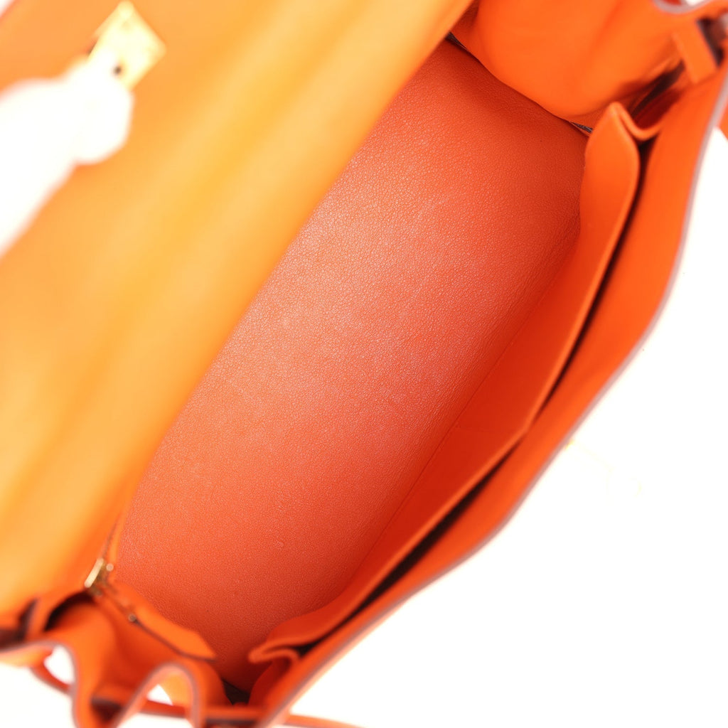 Hermes Kelly Retourne 28 Vibrato Orange Evercalf Gold Hardware - Exclusu