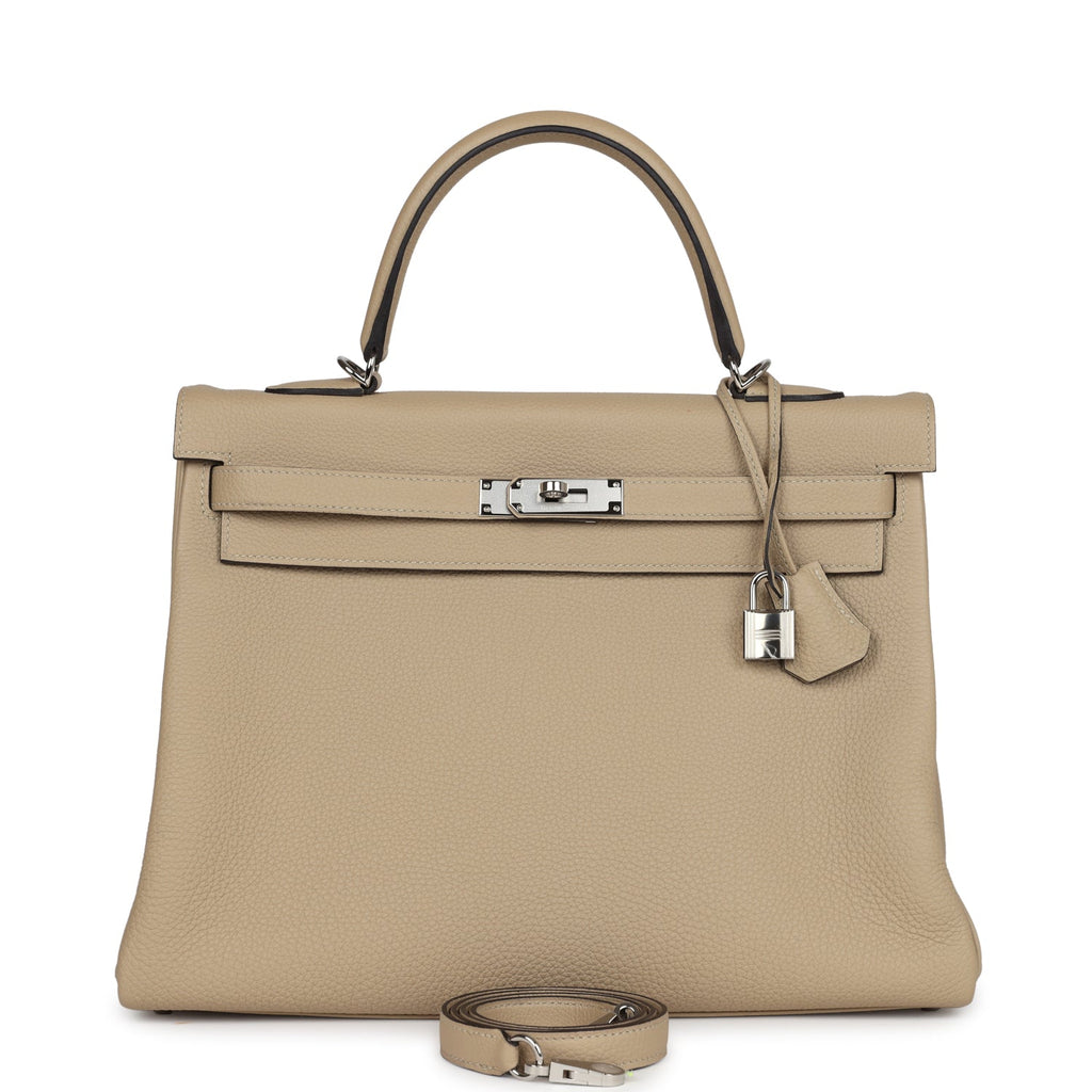 Hermes Kelly Retourne 35 Trench Togo Palladium Hardware - Exclusu