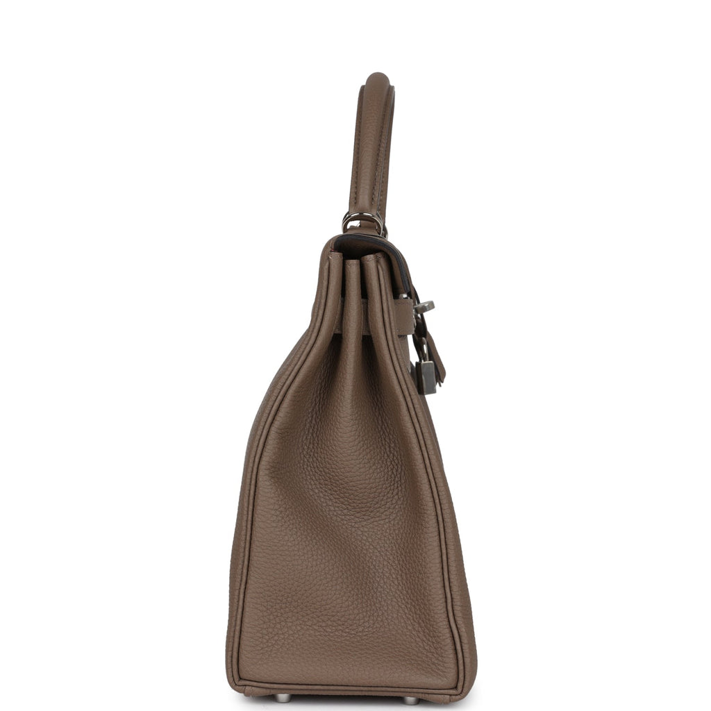 Hermes Special Order (HSS) Kelly Retourne 32 Etoupe Verso Togo Palladium Hardware - Exclusu
