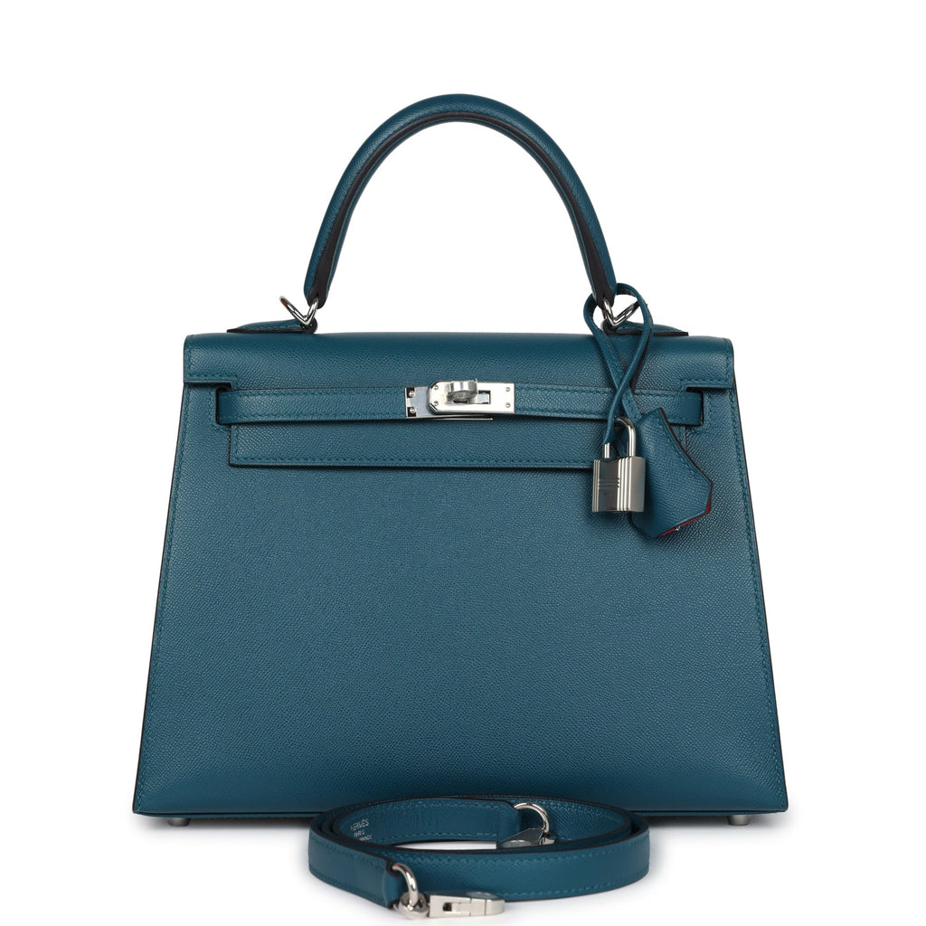 Hermes Kelly Sellier 25 Vert Bosphore Verso Madame Palladium Hardware - Exclusu