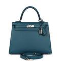 Hermes Kelly Sellier 25 Vert Bosphore Verso Madame Palladium Hardware - Exclusu