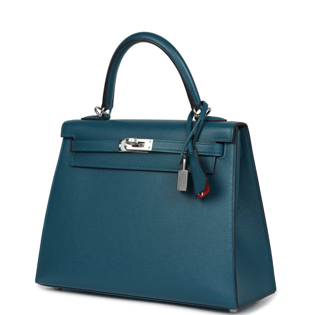 Hermes Kelly Sellier 25 Vert Bosphore Verso Madame Palladium Hardware - Exclusu