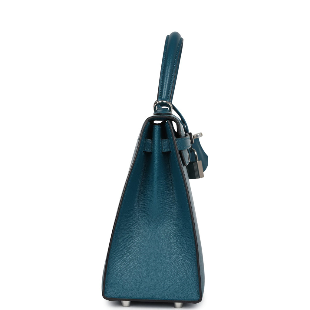 Hermes Kelly Sellier 25 Vert Bosphore Verso Madame Palladium Hardware - Exclusu