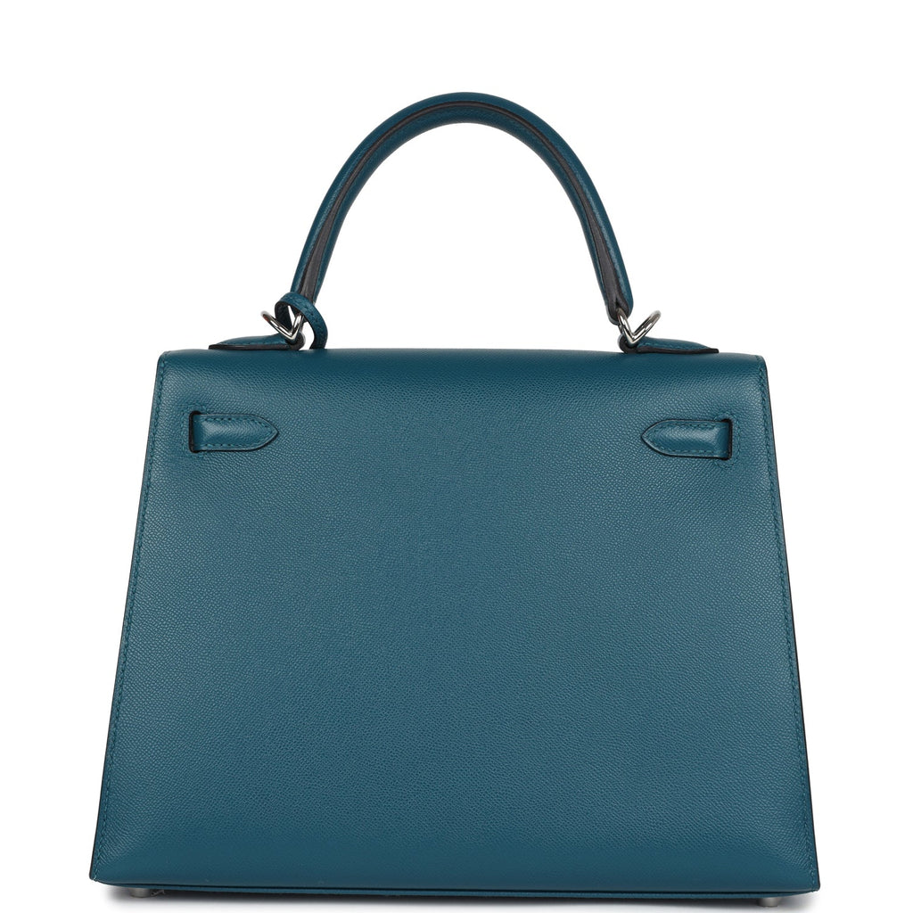 Hermes Kelly Sellier 25 Vert Bosphore Verso Madame Palladium Hardware - Exclusu