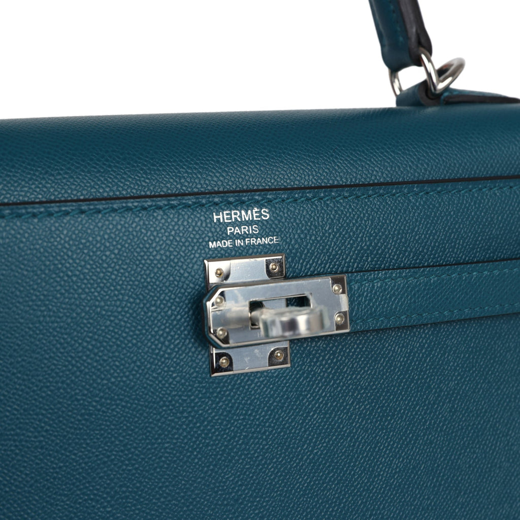 Hermes Kelly Sellier 25 Vert Bosphore Verso Madame Palladium Hardware - Exclusu