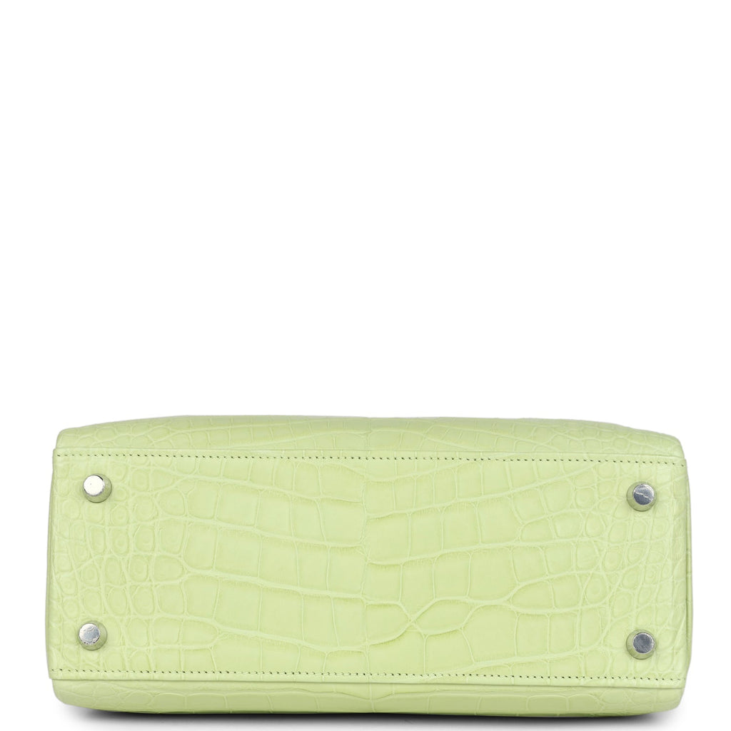 Hermes Kelly Retourne 25 Jaune Bourgeon Matte Alligator Palladium Hardware - Exclusu