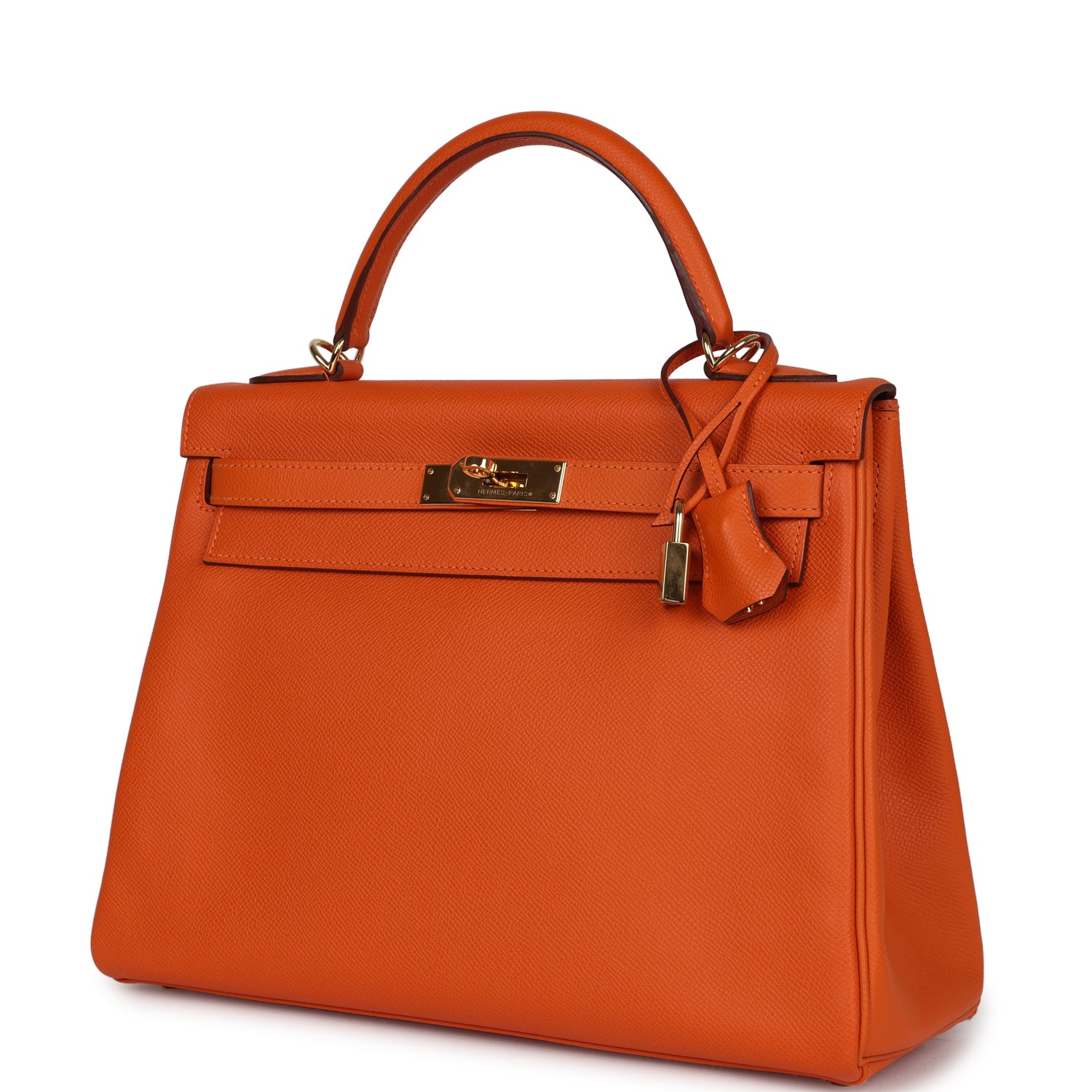 Hermes Kelly Retourne 32 Orange H Epsom Gold Hardware - Exclusu