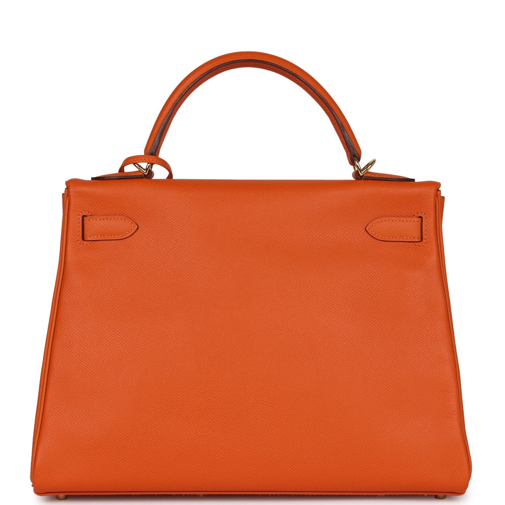 Hermes Kelly Retourne 32 Orange H Epsom Gold Hardware - Exclusu