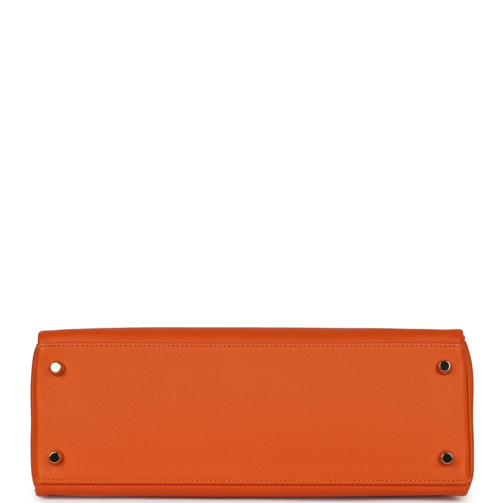 Hermes Kelly Retourne 32 Orange H Epsom Gold Hardware - Exclusu
