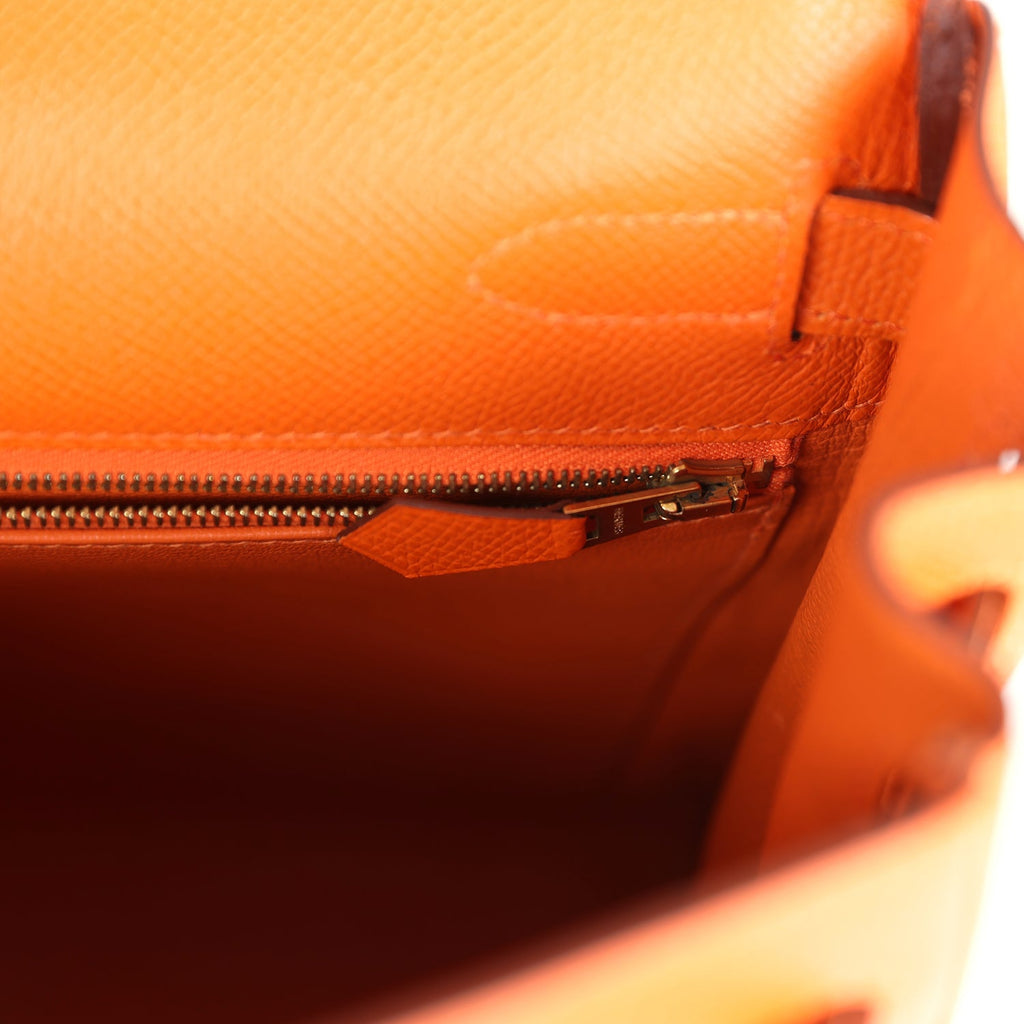 Hermes Kelly Retourne 32 Orange H Epsom Gold Hardware - Exclusu