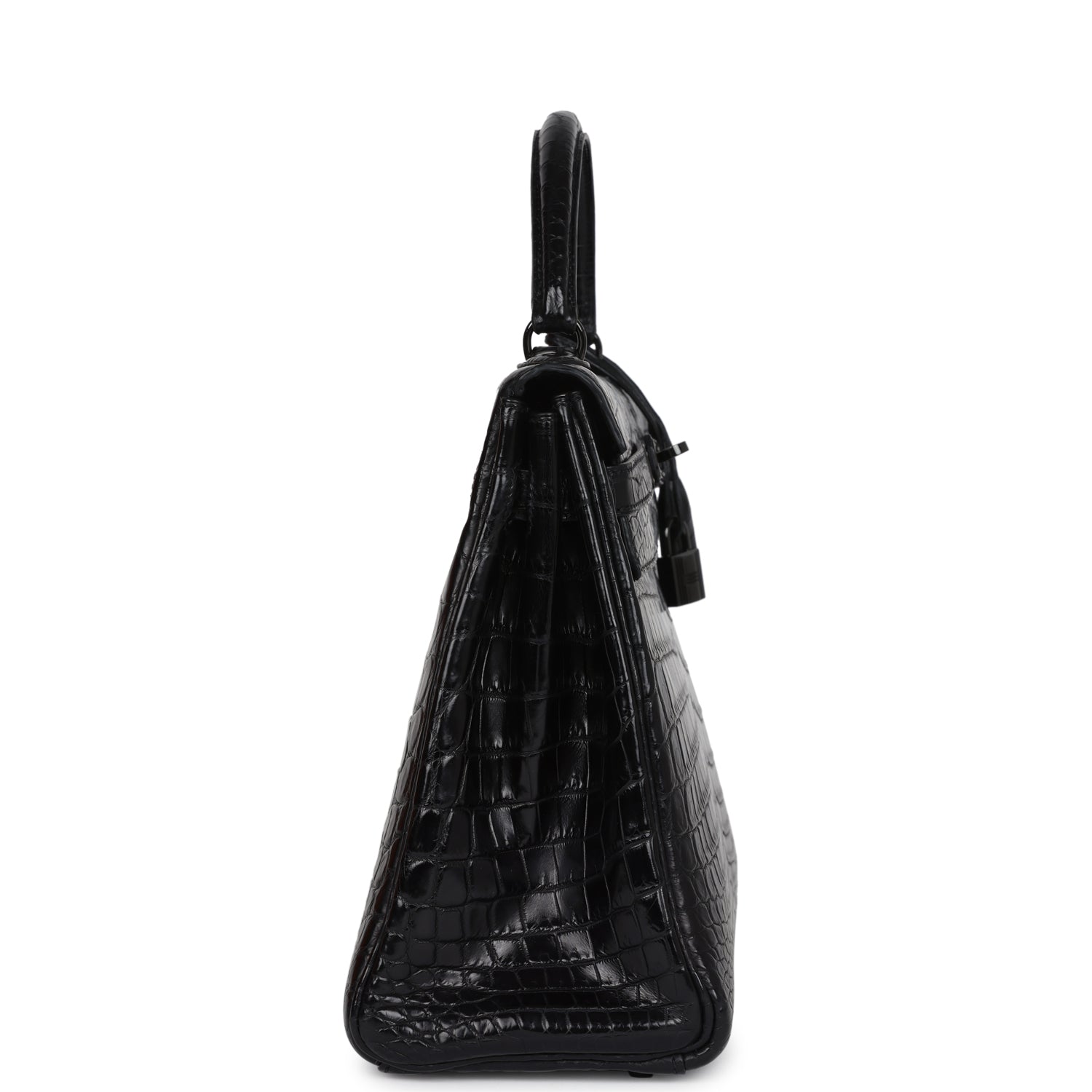 Hermes Kelly Retourne 32 SO Black Matte Niloticus Crocodile Black Hardware - Exclusu