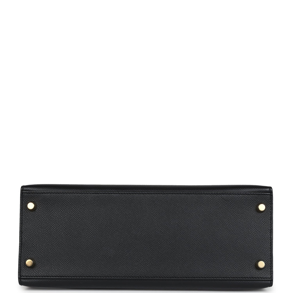 Hermes Kelly Sellier 28 Black Epsom Gold Hardware - Exclusu