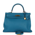 Hermes Kelly Retourne 35 Cobalt Clemence Gold Hardware - Exclusu