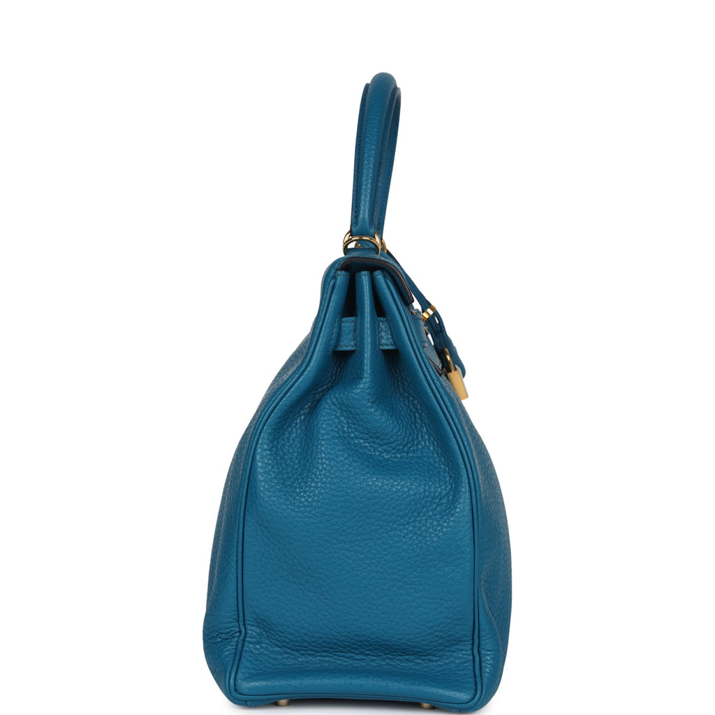 Hermes Kelly Retourne 35 Cobalt Clemence Gold Hardware - Exclusu