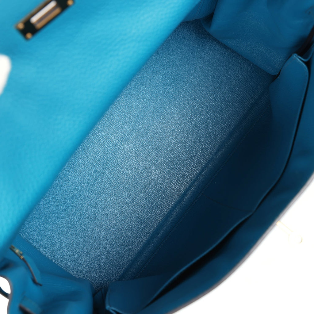 Hermes Kelly Retourne 35 Cobalt Clemence Gold Hardware - Exclusu