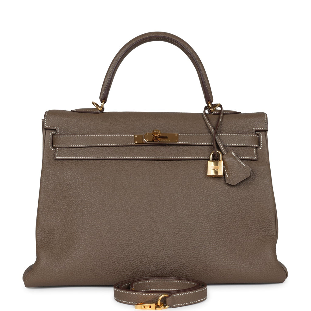 Hermes Kelly Retourne 35 Etoupe Togo Gold Hardware - Exclusu