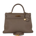 Hermes Kelly Retourne 35 Etoupe Togo Gold Hardware - Exclusu