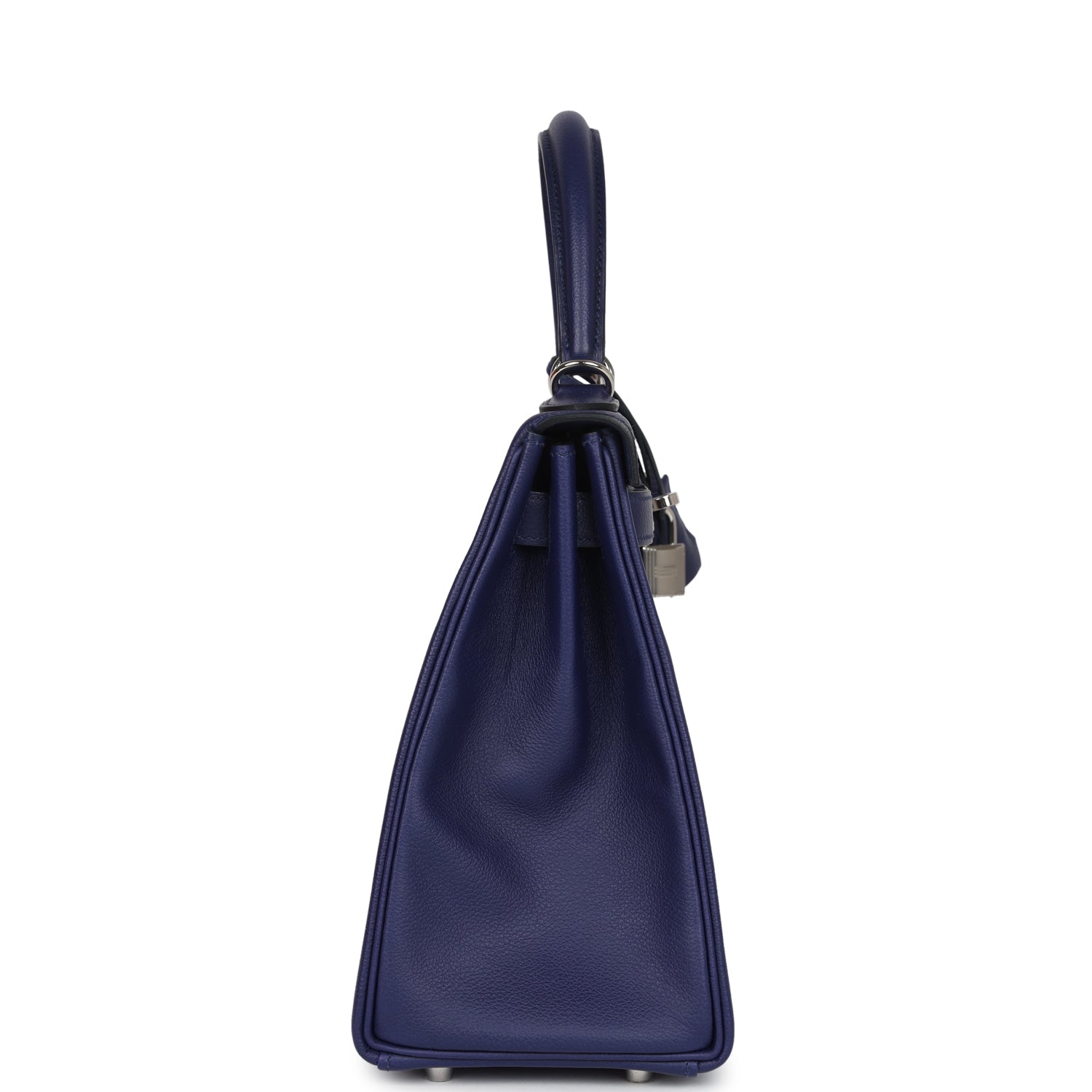 Hermes Kelly Retourne 28 Bleu Encre Verso Evercolor Palladium Hardware - Exclusu
